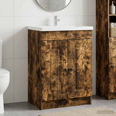 vidaXL Bathroom under Sink Cabinet Smoked Oak 56 x 37.5 x 81 cm 1