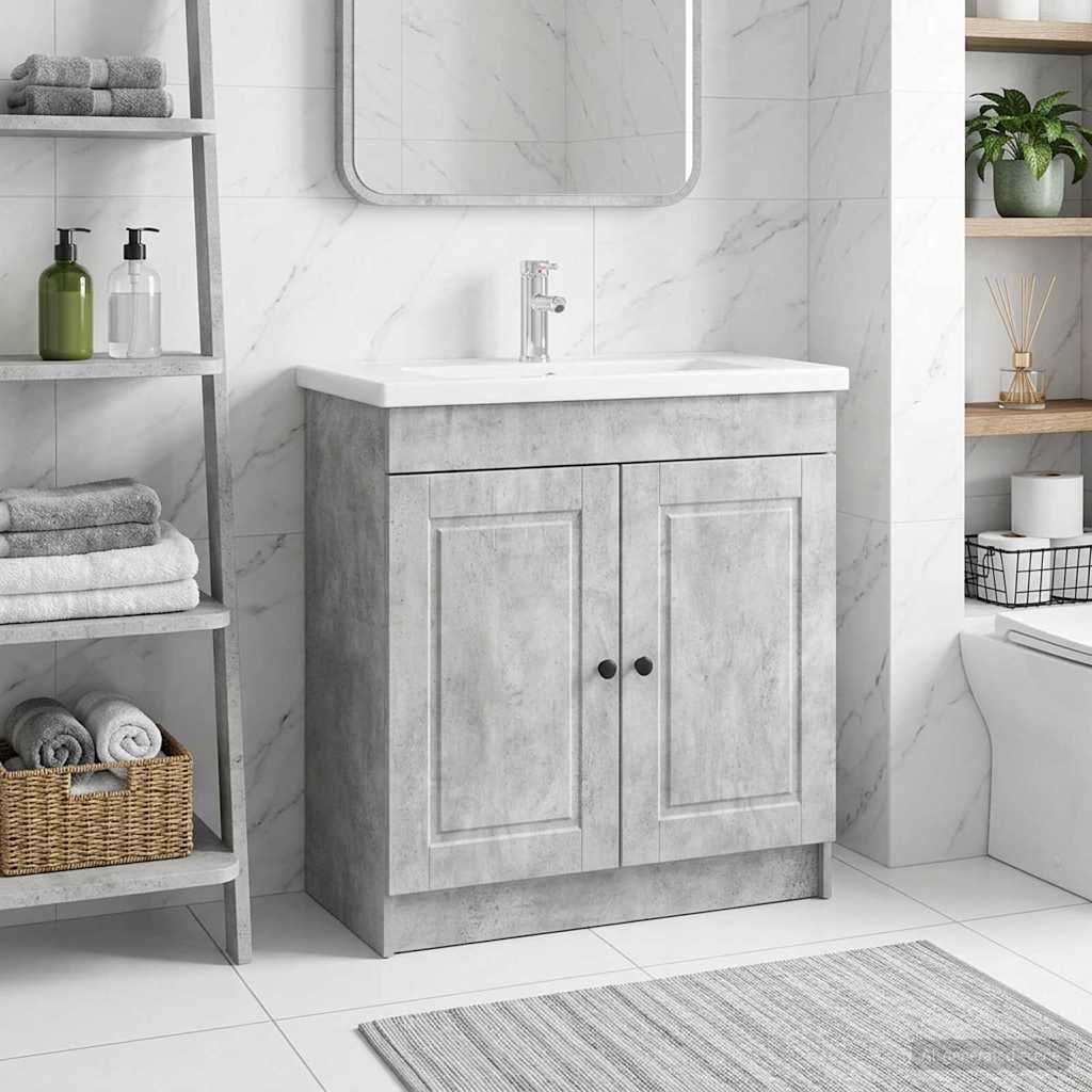 vidaXL Bathroom under Sink Cabinet Concrete Grey 56 x 37.5 x 81 cm 1