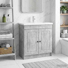 vidaXL Bathroom under Sink Cabinet Concrete Grey 56 x 37.5 x 81 cm 1