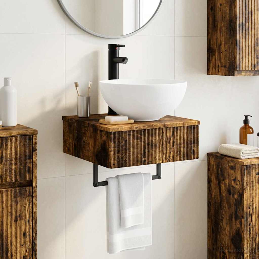 Wall-mounted Bathroom Sink Cabinet 40 x 41 x 56 cm Smoked oak