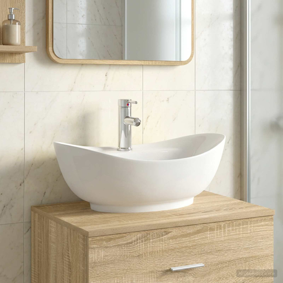 Bathroom Washbasin 59 x 35 x 21 cm Ceramic Chrome