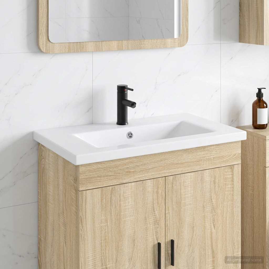Bathroom Wash Basin Metal Matte black 81 cm 17.5 cm