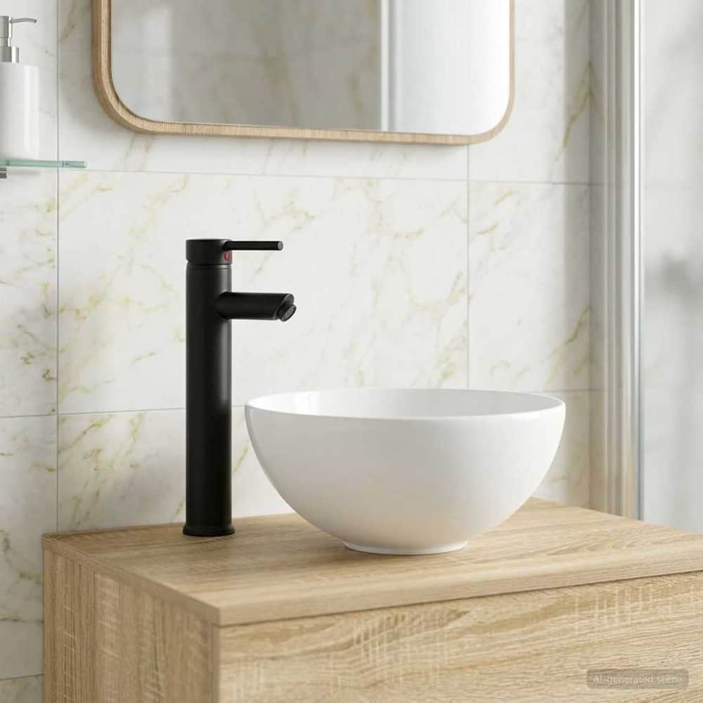 Bathroom Sink with Faucet and Drain Matte Black 32 cm 13 cm 32 cm