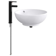 Bathroom Sink with Faucet and Drain Matte Black 44 cm 16 cm 44 cm