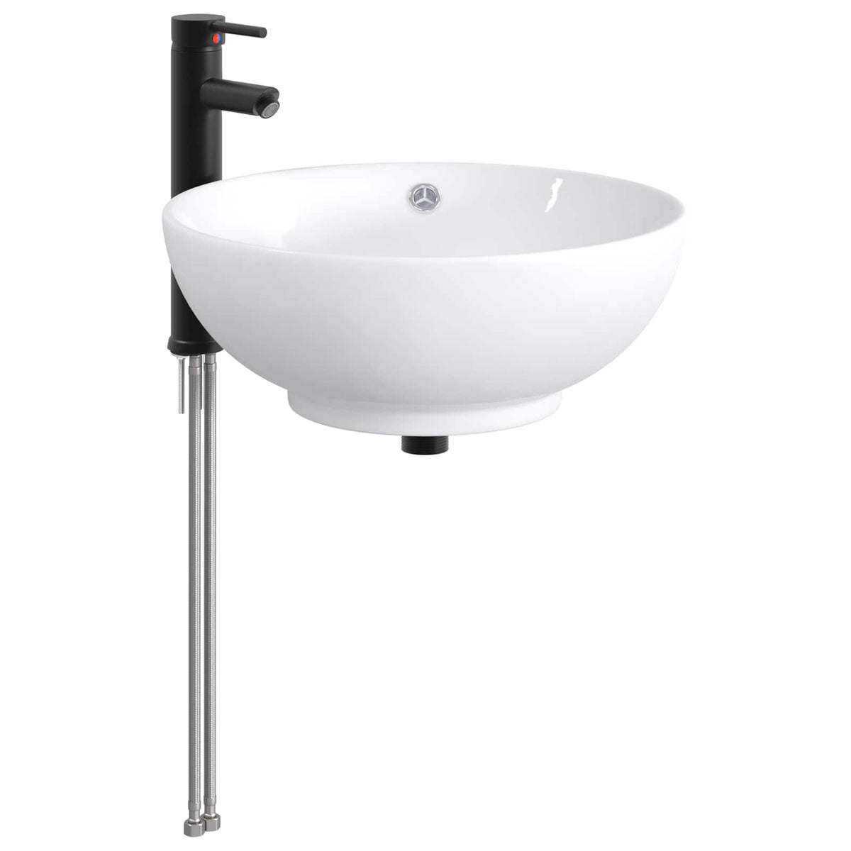 Bathroom Sink with Faucet and Drain Matte Black 44 cm 16 cm 44 cm