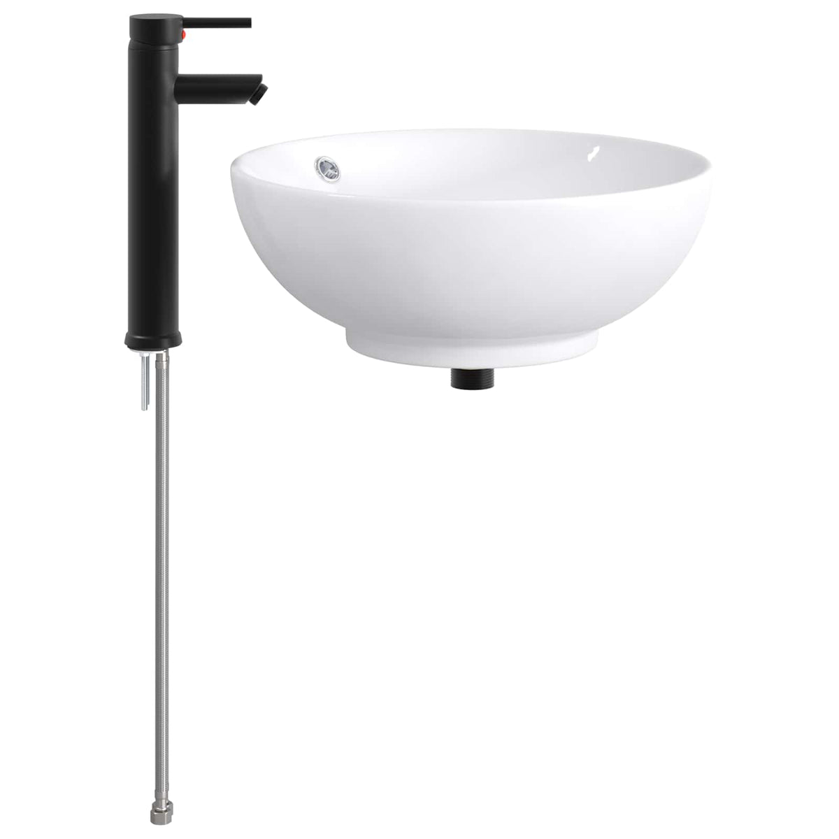 Bathroom Sink with Faucet and Drain Matte Black 44 cm 16 cm 44 cm