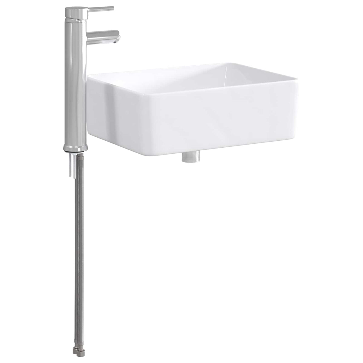 Bathroom Sink with Faucet and Drain Chrome 40.5 cm 13 cm 30.5 cm