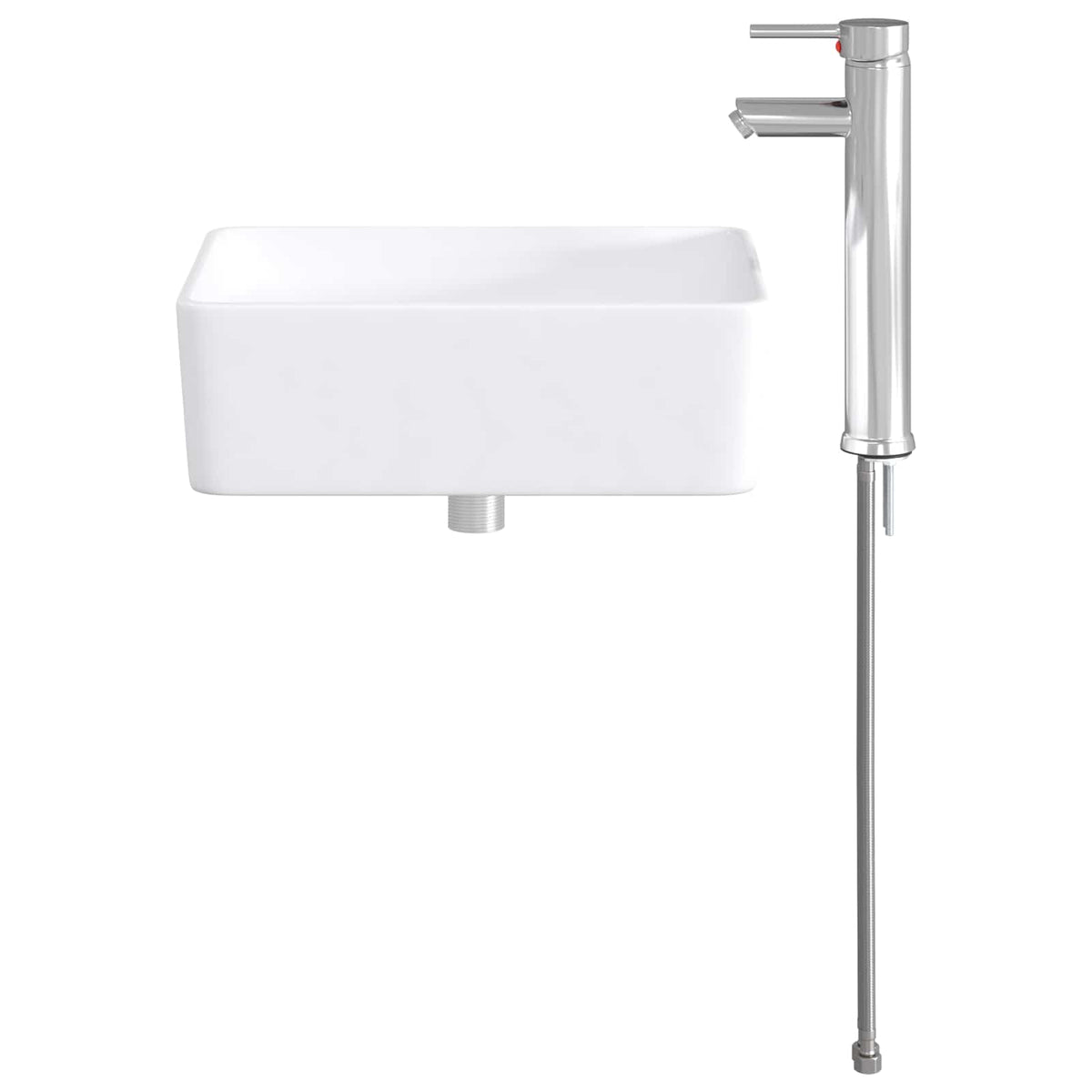 Bathroom Sink with Faucet and Drain Chrome 40.5 cm 13 cm 30.5 cm