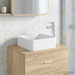 Bathroom Sink with Faucet and Drain Chrome 49 cm 14 cm 37 cm