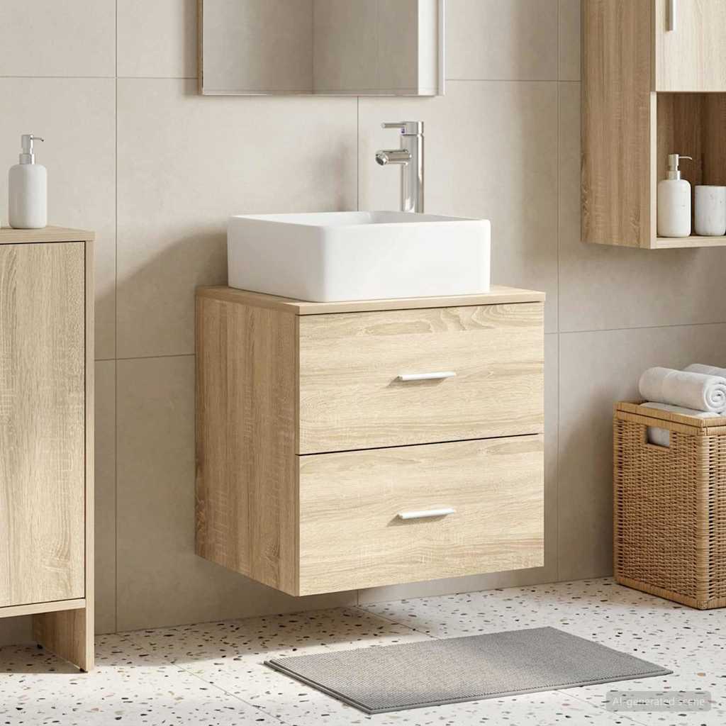 Wall-mounted Bathroom Sink Cabinet 49.5 x 41 x 80 cm Sonoma oak