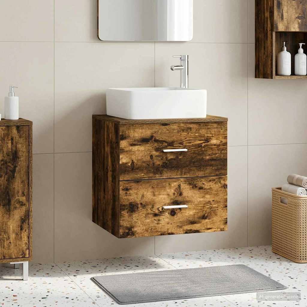 Wall-mounted Bathroom Sink Cabinet 49.5 x 41 x 80 cm Smoked oak