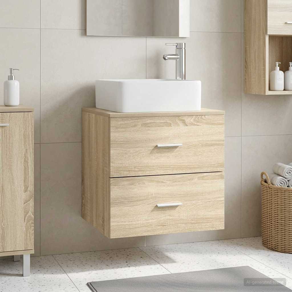Wall-mounted Bathroom Sink Cabinet 53 x 35 x 80 cm Sonoma oak
