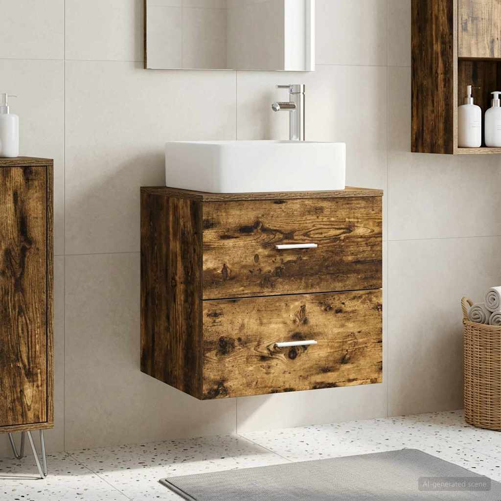 Wall-mounted Bathroom Sink Cabinet 53 x 35 x 80 cm Smoked oak