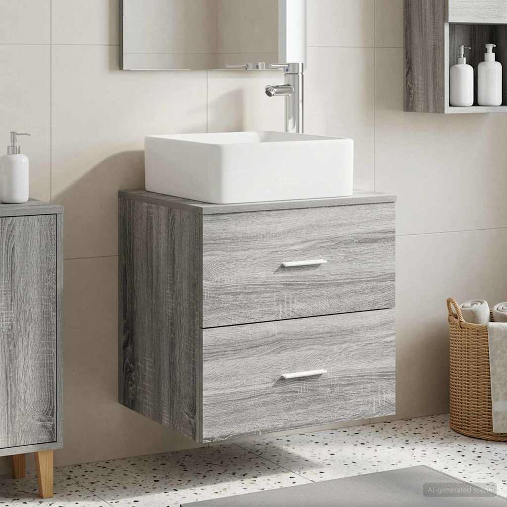 Wall-mounted Bathroom Sink Cabinet 53 x 35 x 80 cm Grey sonoma