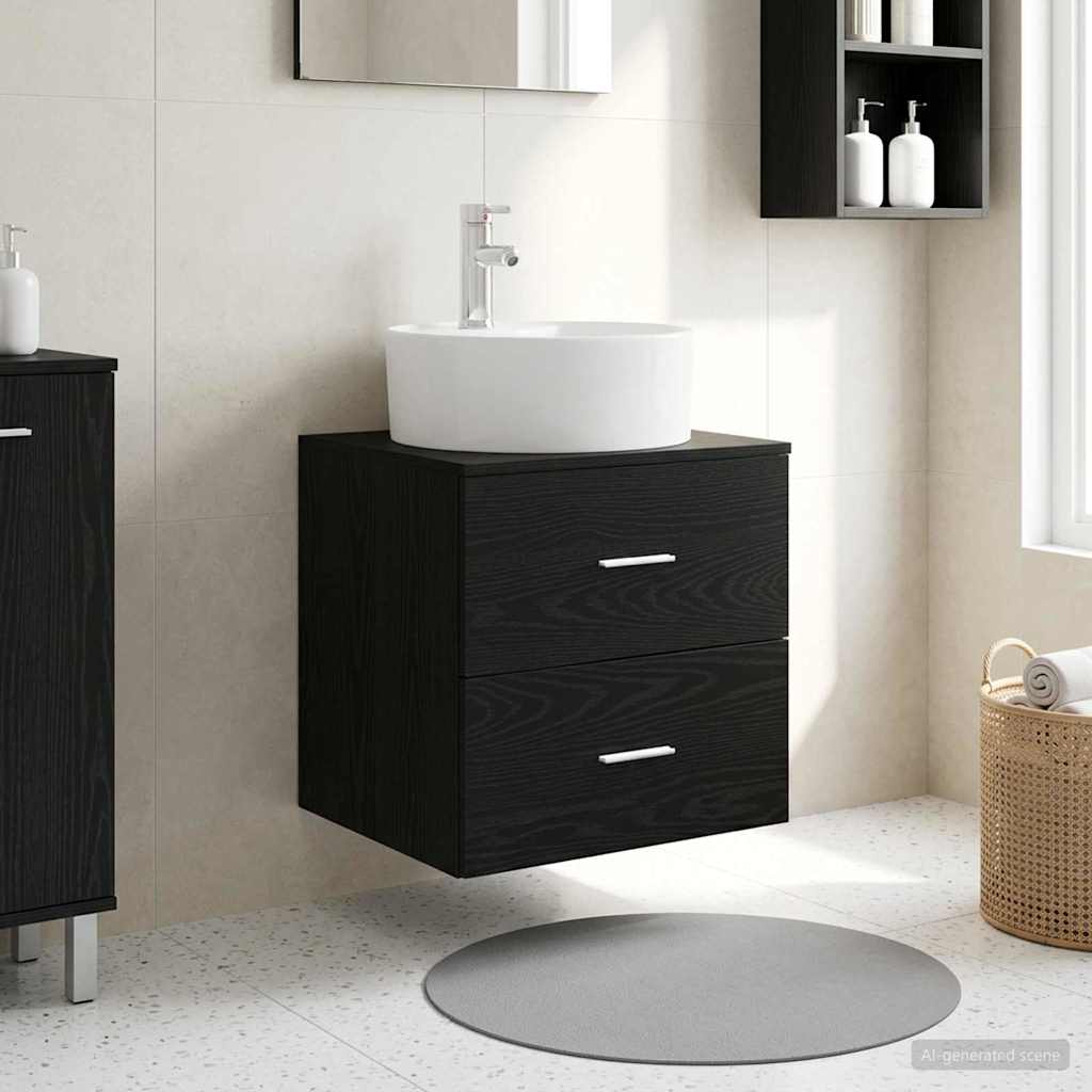 Wall-mounted Bathroom Sink Cabinet Black oak