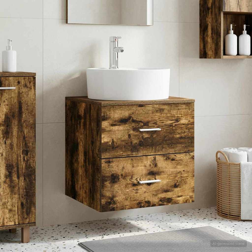Wall-mounted Bathroom Sink Cabinet Smoked oak