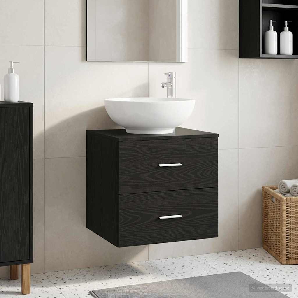 Wall-mounted Bathroom Sink Cabinet Black oak