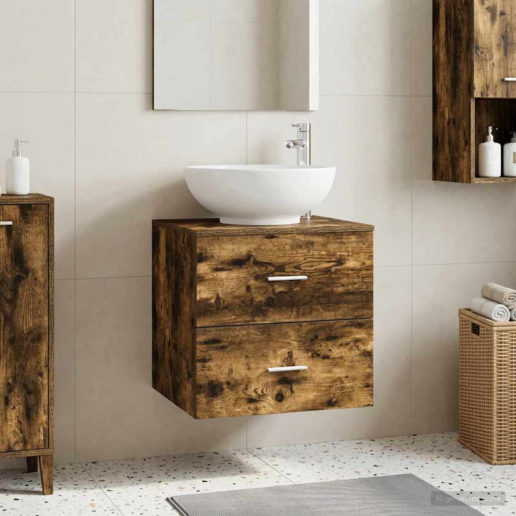 Wall-mounted Bathroom Sink Cabinet Smoked oak