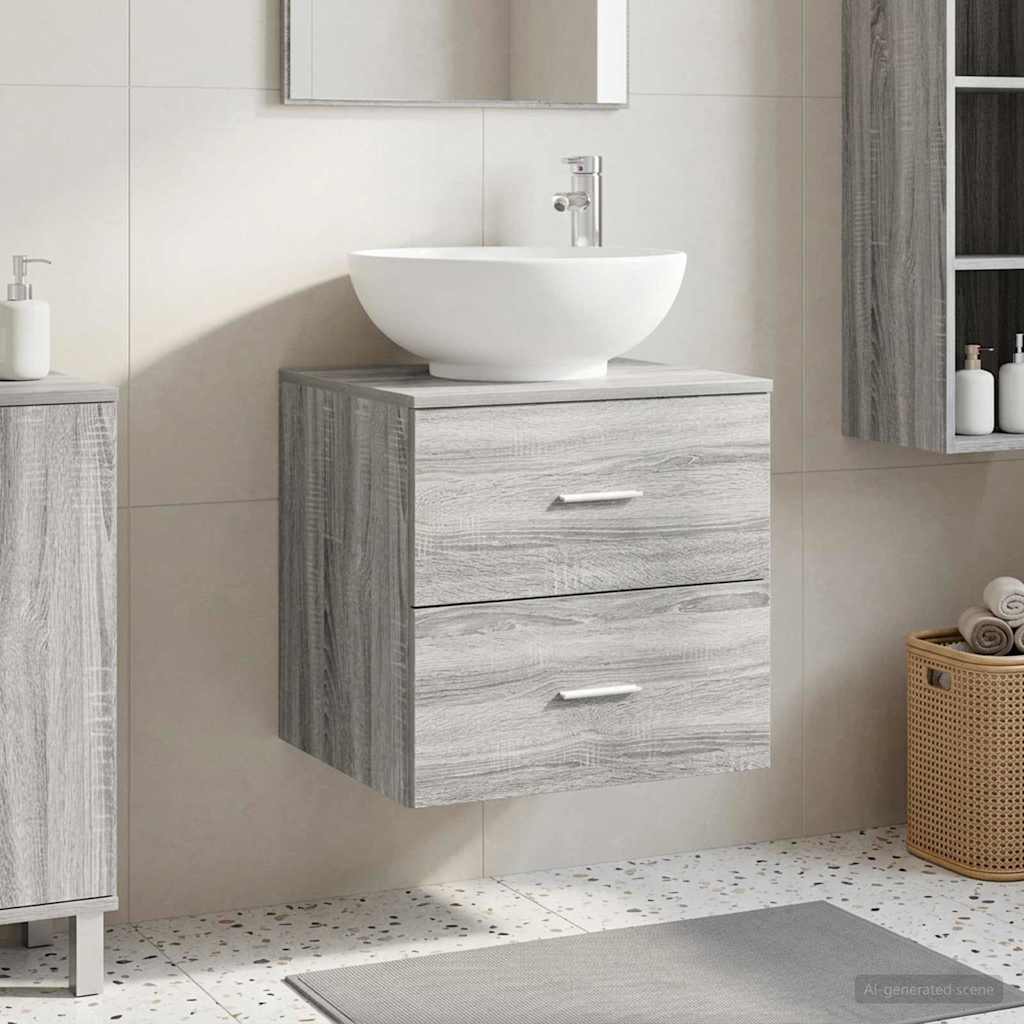 Wall-mounted Bathroom Sink Cabinet Grey sonoma