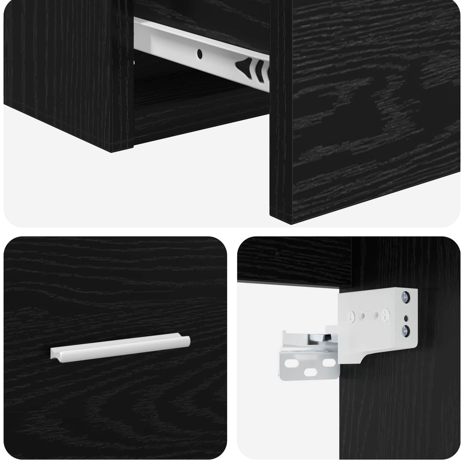 vidaXL Wall-Mounted Bathroom Cabinet Black Oak 62.5 x 44.5 x 50 cm 6