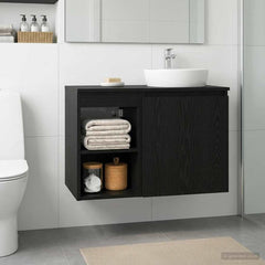 vidaXL Bathroom Cabinet In-between Black Oak 30 x 35 x 50 cm 4
