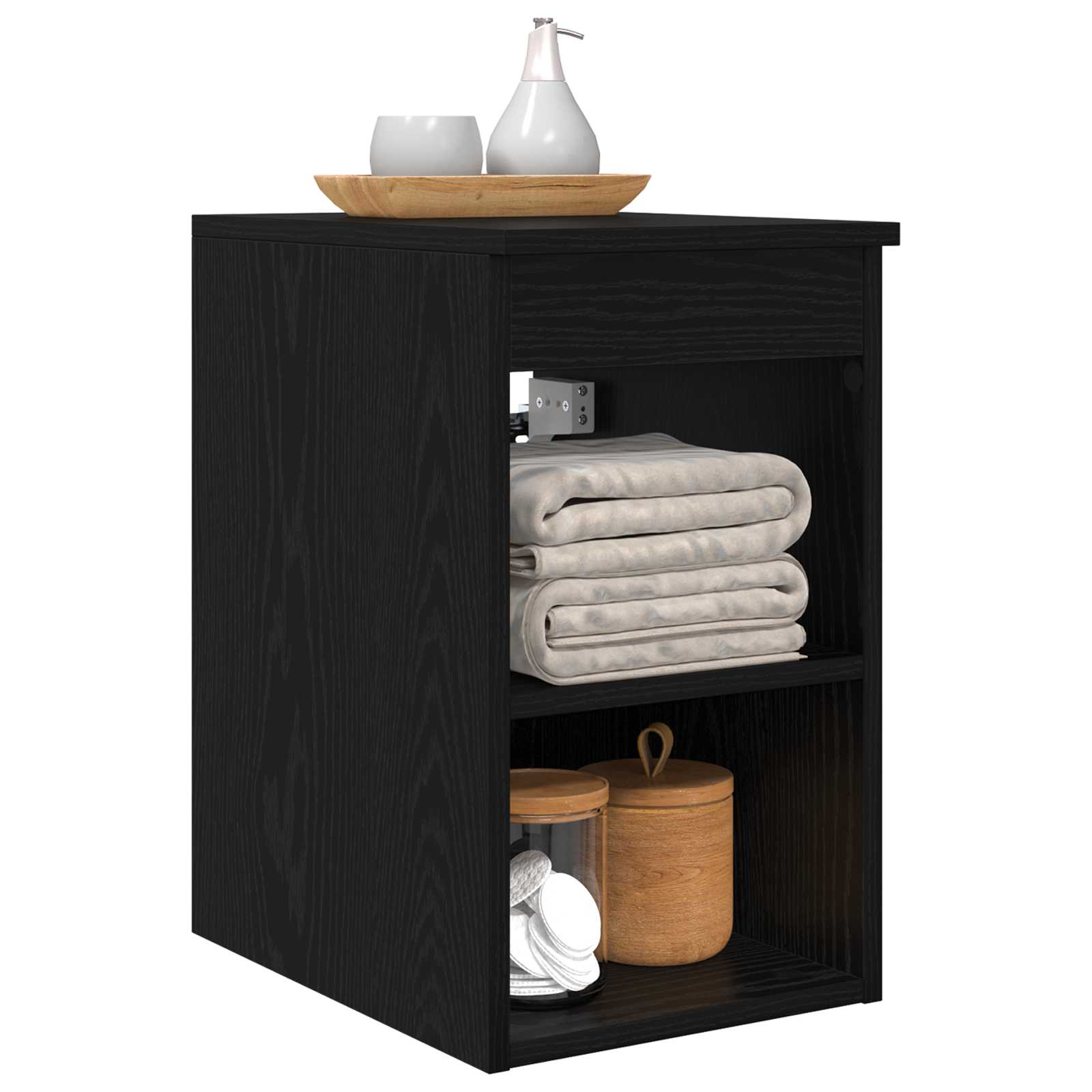 vidaXL Bathroom Cabinet In-between Black Oak 30 x 35 x 50 cm 3