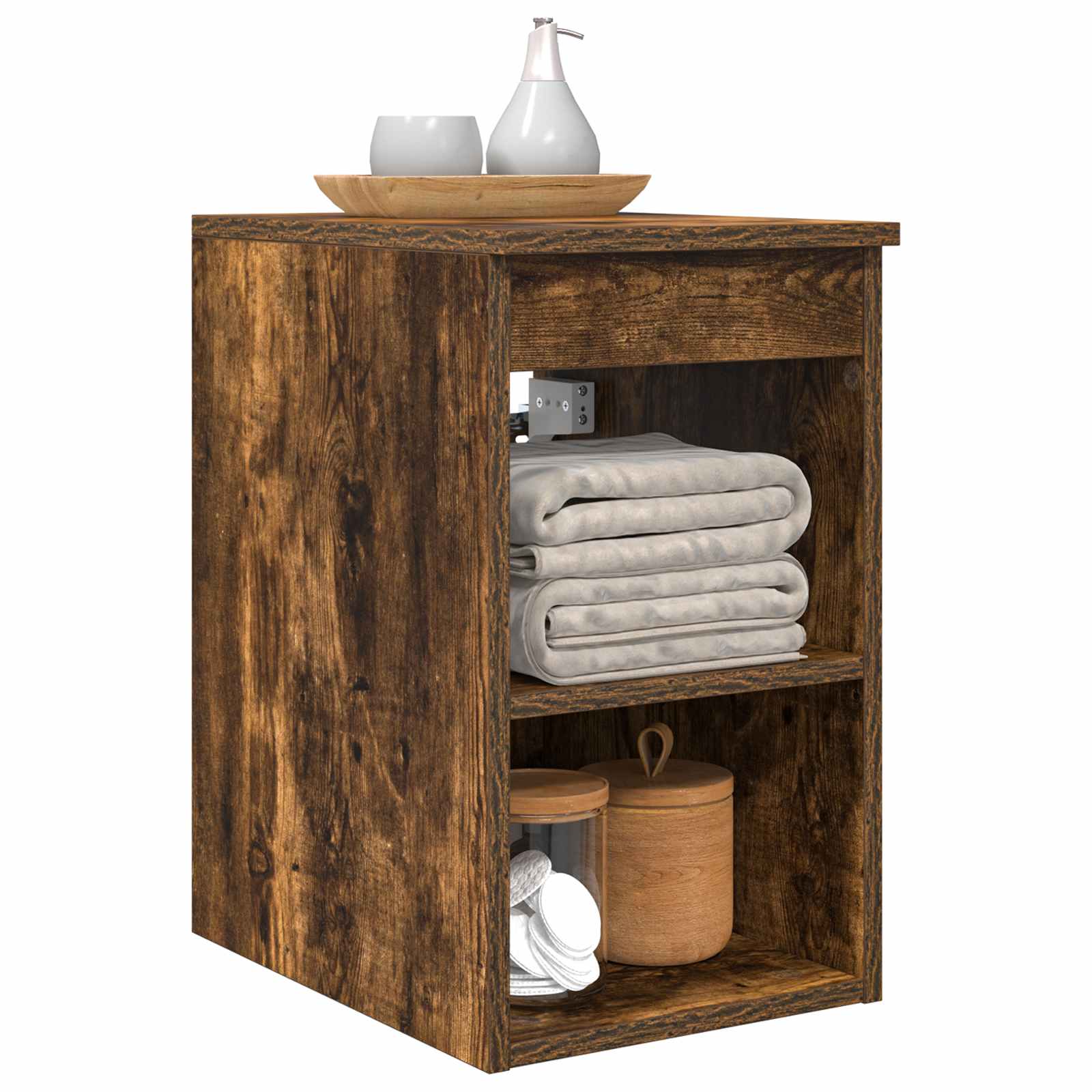 vidaXL Bathroom Cabinet In-between Smoked Oak 30 x 35 x 50 cm 3