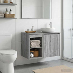 vidaXL Bathroom Cabinet In-between Grey Sonoma 30 x 35 x 50 cm 4