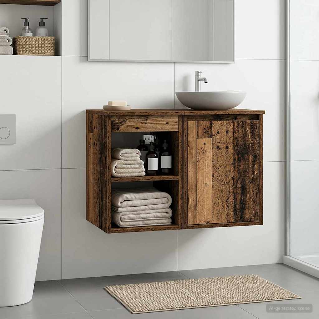 vidaXL Bathroom Cabinet In-between Old Wood 30 x 35 x 50 cm 4
