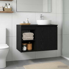 vidaXL Bathroom Cabinet In-between Black Oak 30 x 41 x 50 cm 4