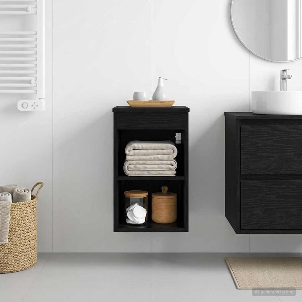 vidaXL Bathroom Cabinet In-between Black Oak 30 x 41 x 50 cm 1