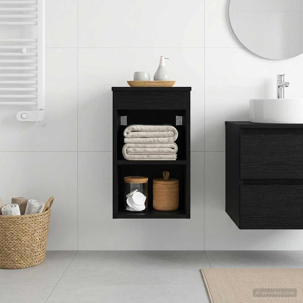 vidaXL Bathroom Cabinet In-between Black Oak 30 x 44.5 x 50 cm 1
