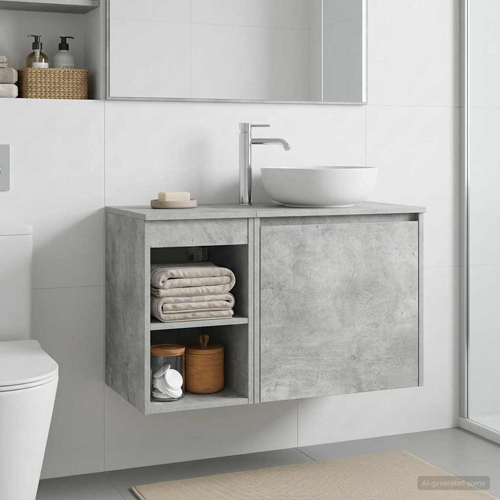 vidaXL Bathroom Cabinet In-between Concrete Grey 30 x 44.5 x 50 cm 1