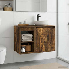 vidaXL Bathroom Cabinet In-between Smoked Oak 30 x 44.5 x 50 cm 4