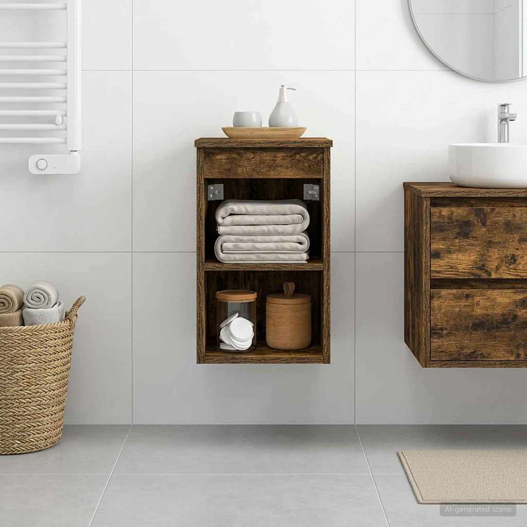 vidaXL Bathroom Cabinet In-between Smoked Oak 30 x 44.5 x 50 cm 1