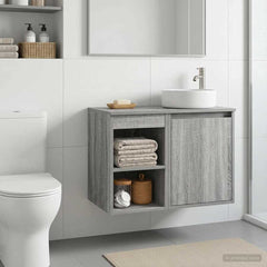 vidaXL Bathroom Cabinet In-between Grey Sonoma 30 x 44.5 x 50 cm 4
