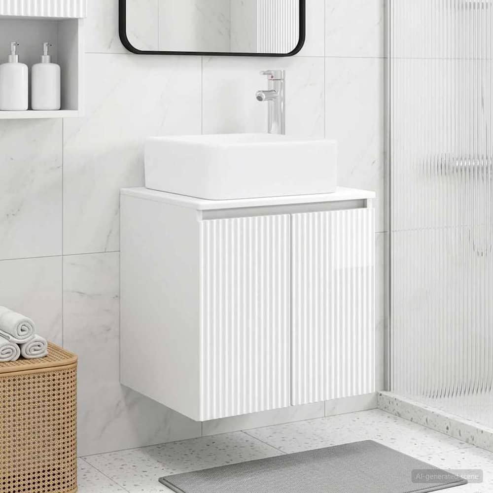 Wall-mounted Bathroom Sink Cabinet 53 x 35 x 80 cm High gloss white