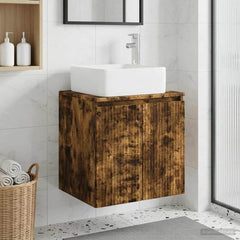Wall-mounted Bathroom Sink Cabinet 53 x 35 x 80 cm Smoked oak