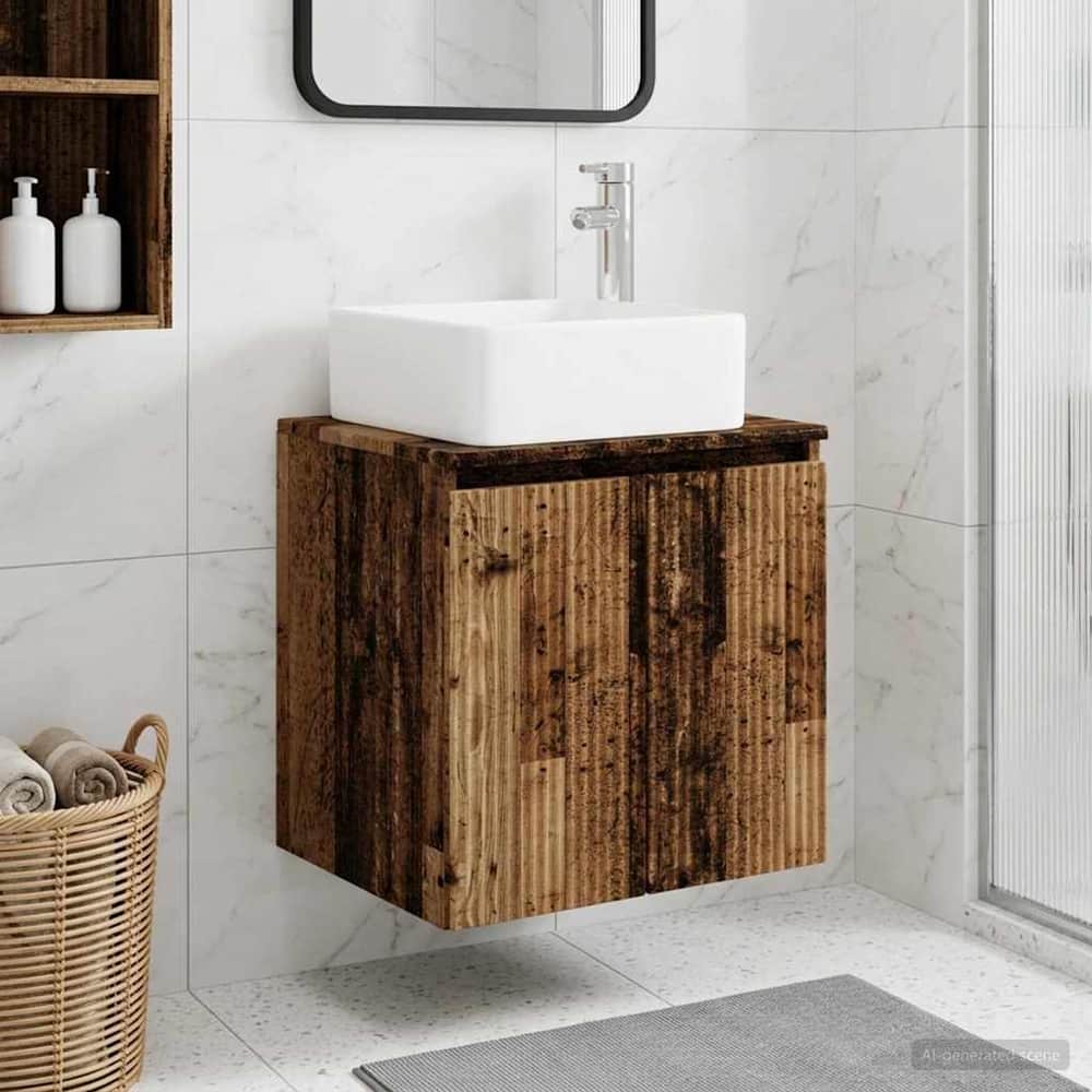 Wall-mounted Bathroom Sink Cabinet 53 x 35 x 80 cm Old wood