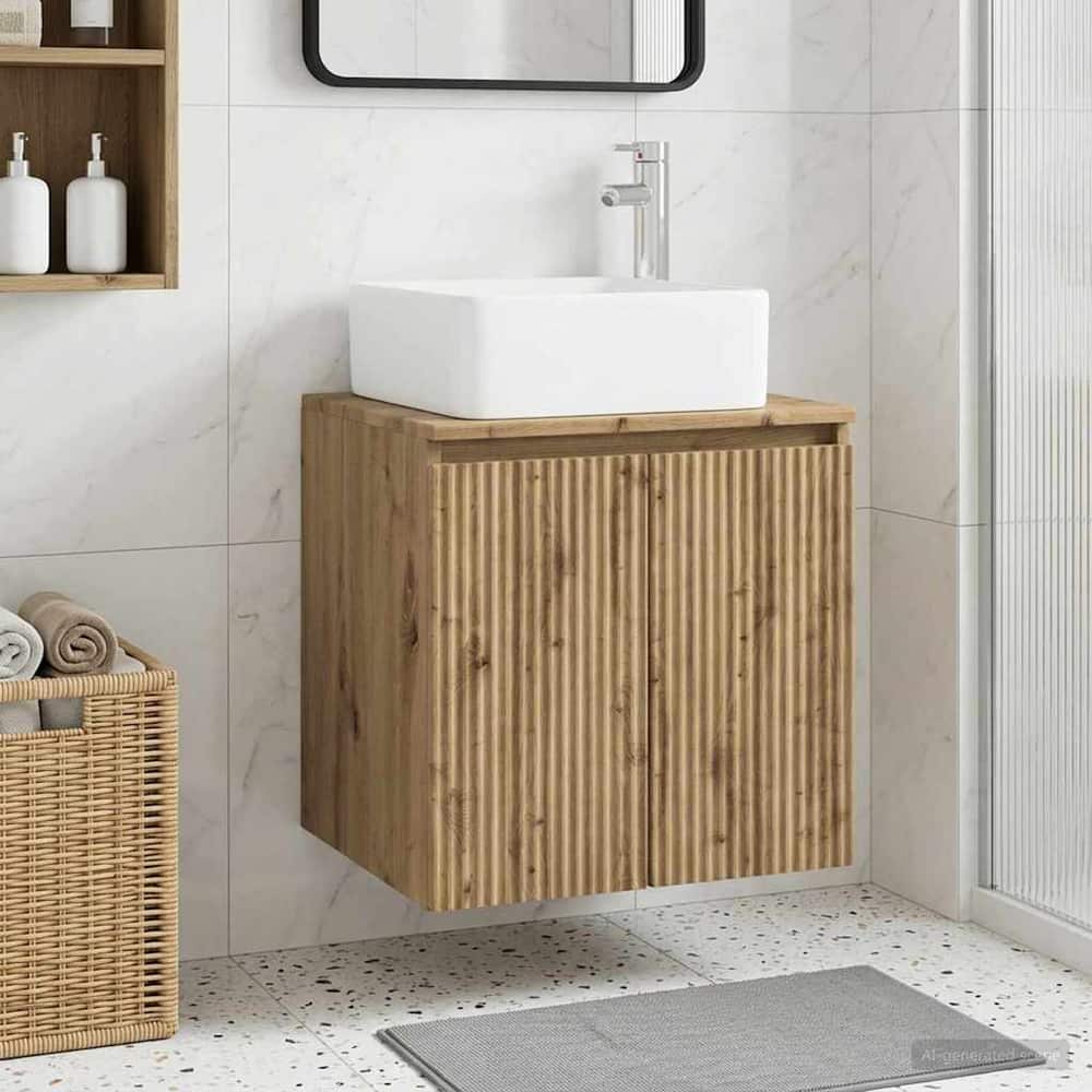 Wall-mounted Bathroom Sink Cabinet 53 x 35 x 80 cm Artisan oak