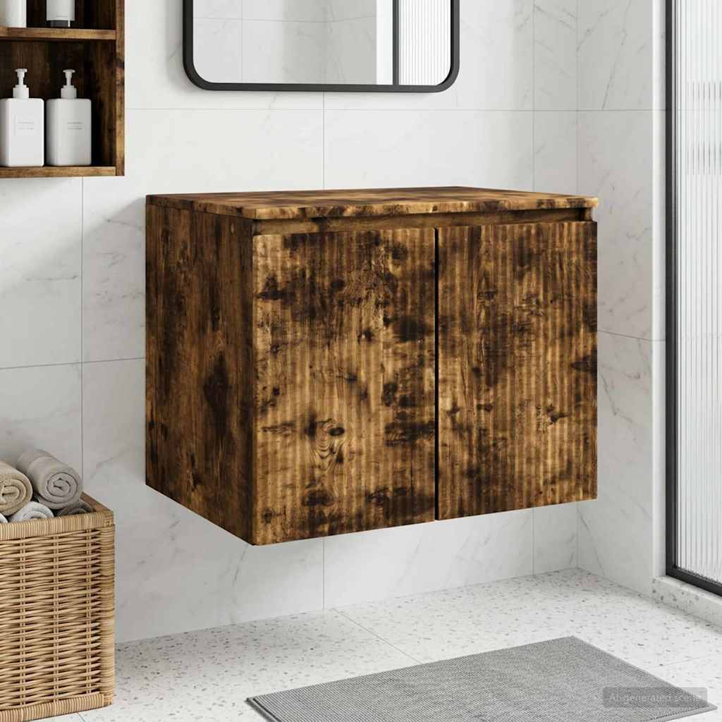 vidaXL Wall-mounted Bathroom Cabinet Smoked Oak 62.5 x 44.5 x 50 cm 1