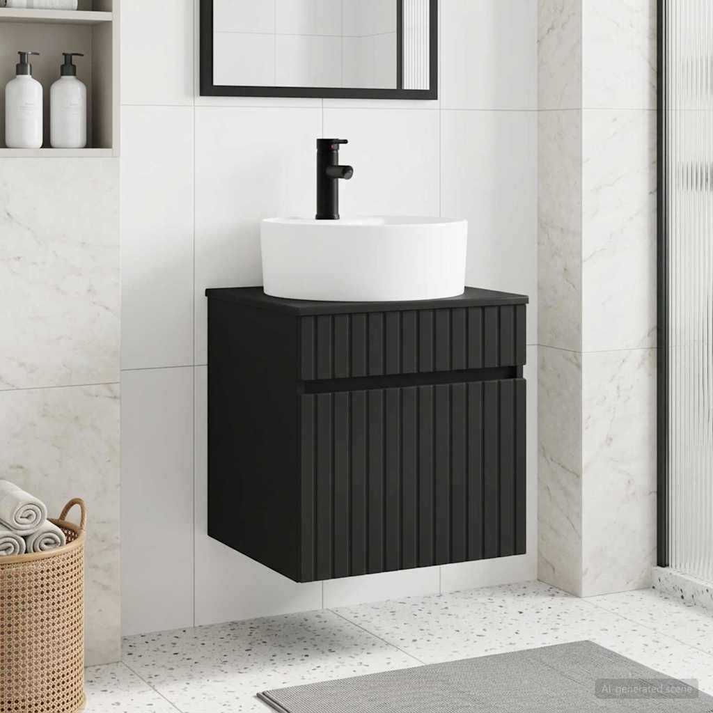 Wall-mounted Bathroom Sink Cabinet 49 x 44.5 x 82 cm Black
