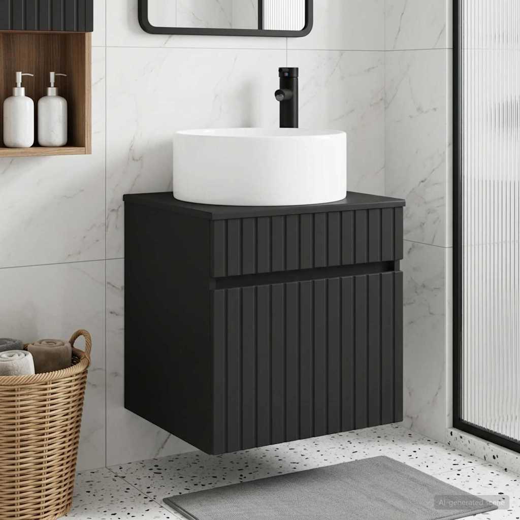 Wall-mounted Bathroom Sink Cabinet 49 x 44.5 x 80 cm Black