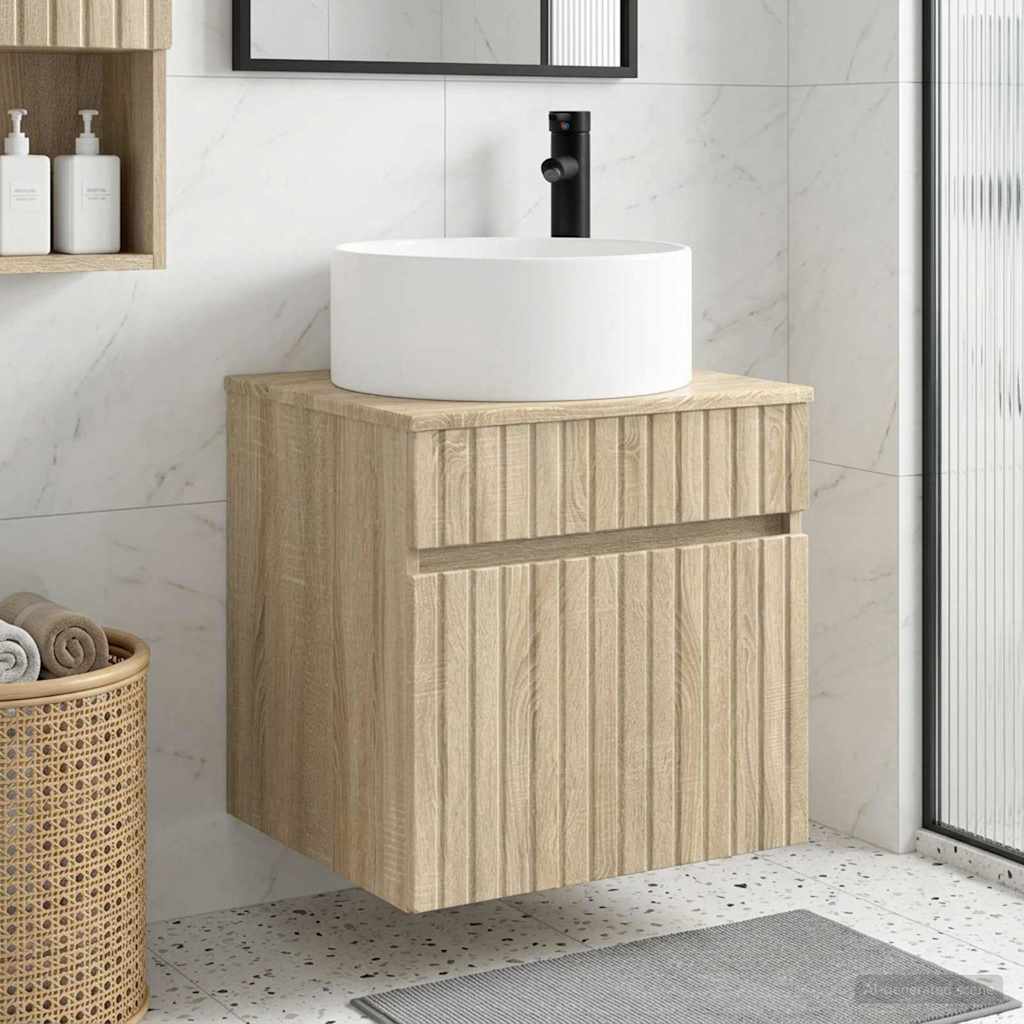 Wall-mounted Bathroom Sink Cabinet 49 x 44.5 x 80 cm Sonoma oak