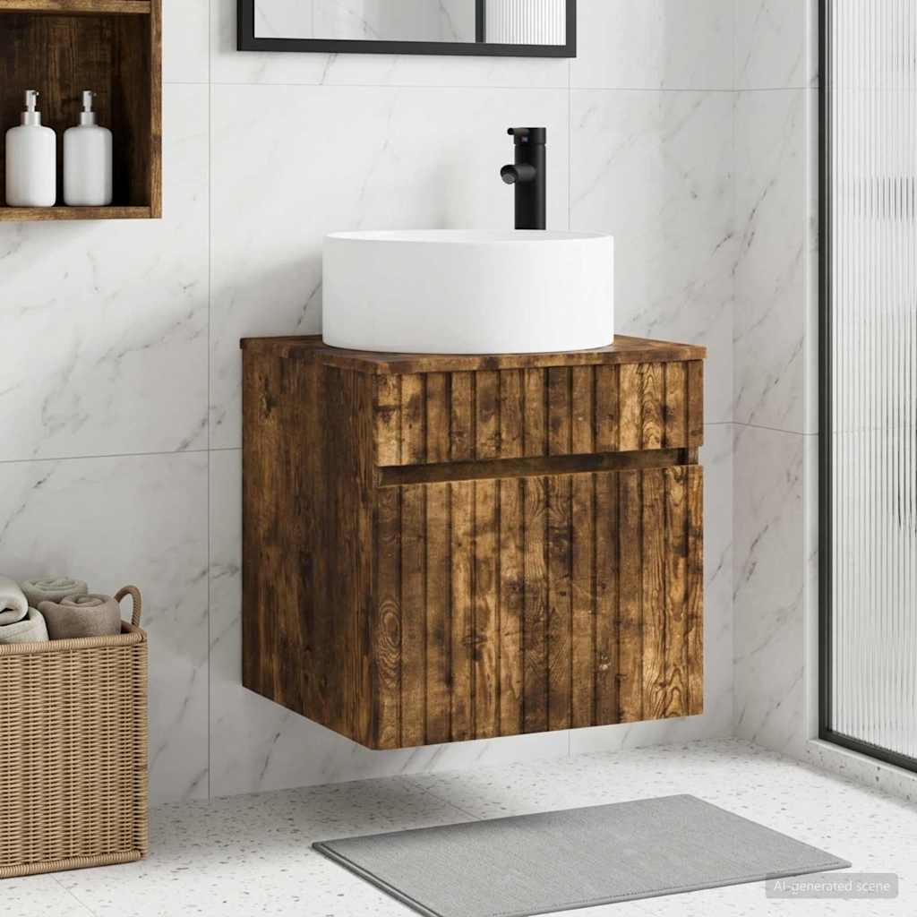 Wall-mounted Bathroom Sink Cabinet 49 x 44.5 x 80 cm Smoked oak