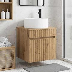 Wall-mounted Bathroom Sink Cabinet 49 x 44.5 x 80 cm Artisan oak
