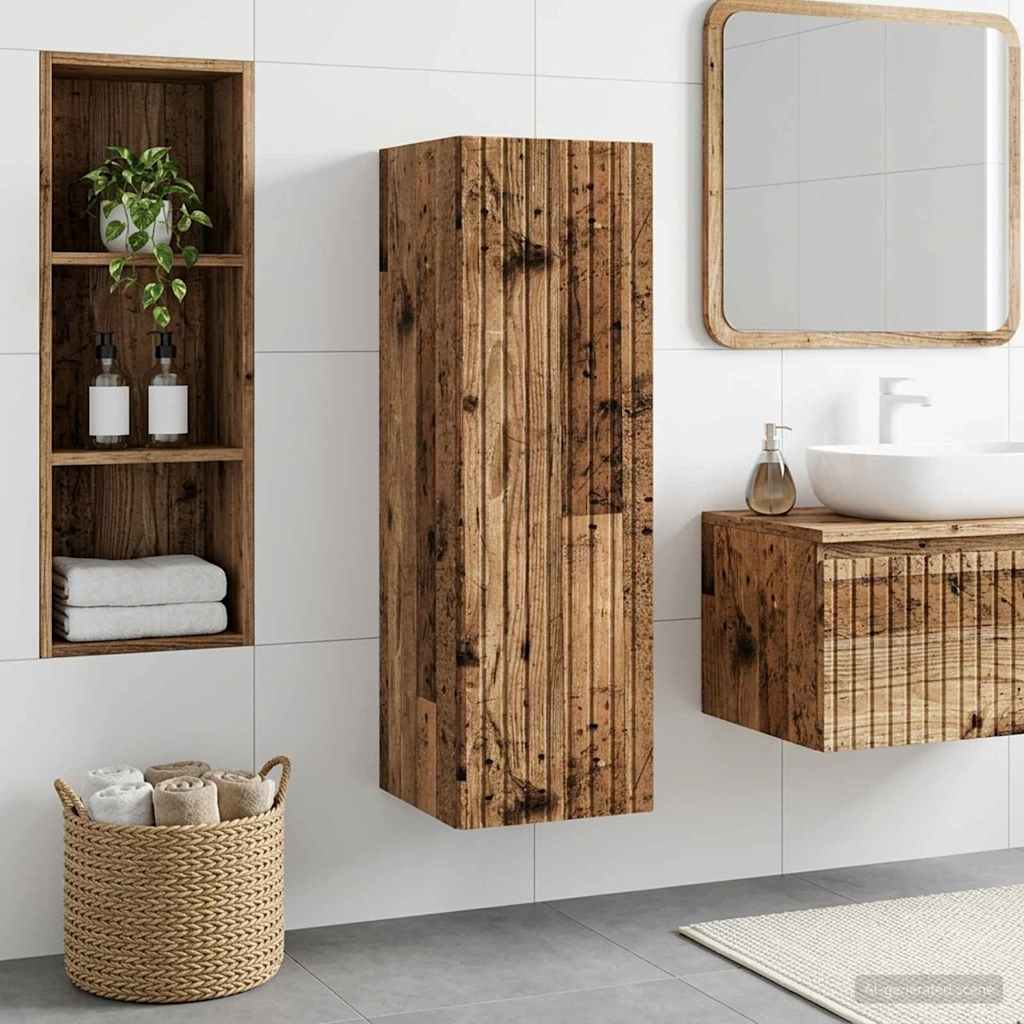 vidaXL Wall-mounted Bathroom Cabinet Old Wood 33 x 34.5 x 100 cm 1