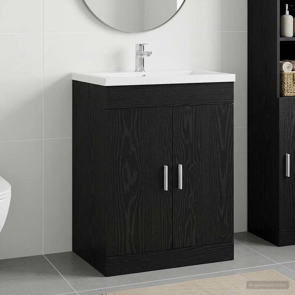 vidaXL Bathroom Under Sink Cabinet Black Oak 78.5 x 37.5 x 81 cm 1