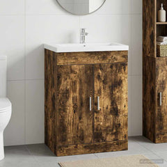 vidaXL Bathroom Under Sink Cabinet Smoked Oak 78.5 x 37.5 x 81 cm 1