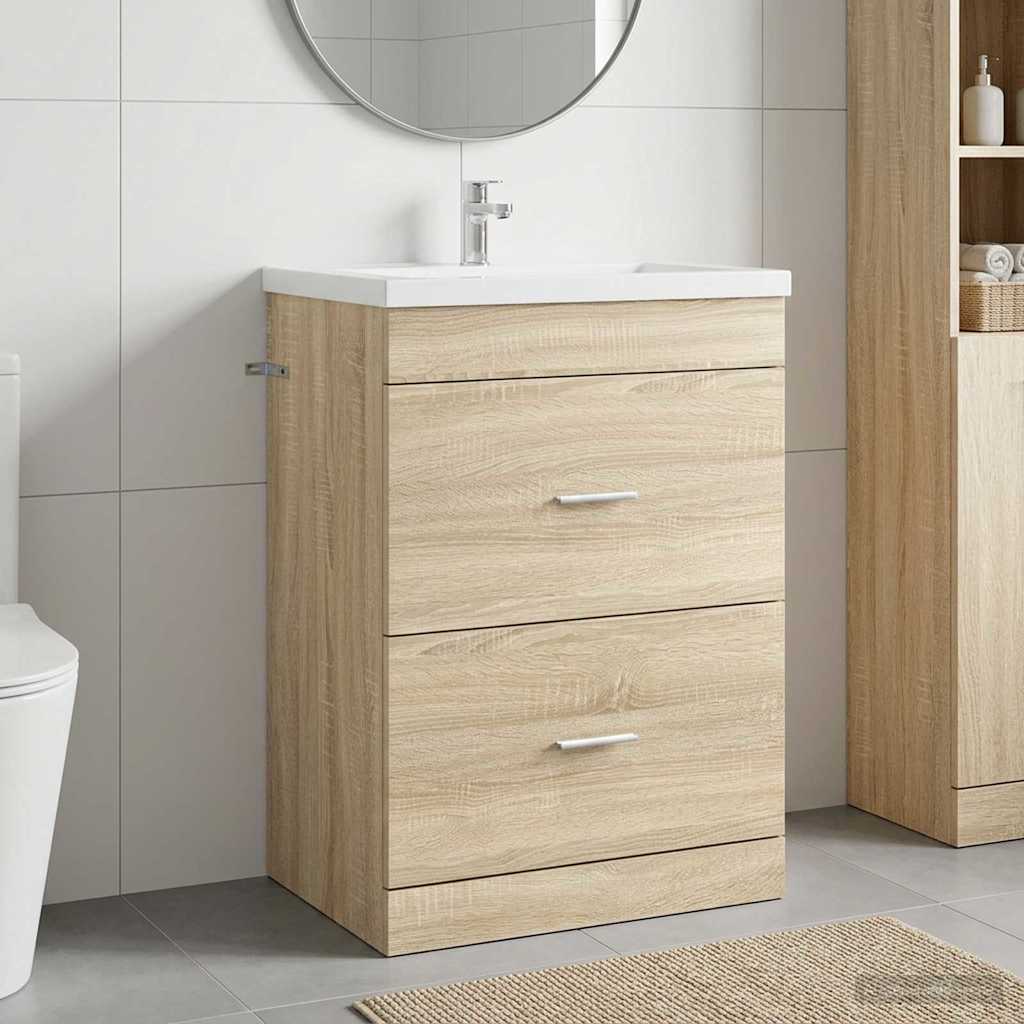 vidaXL Bathroom Under Sink Cabinet Sonoma Oak 56 x 37.5 x 81 cm 1